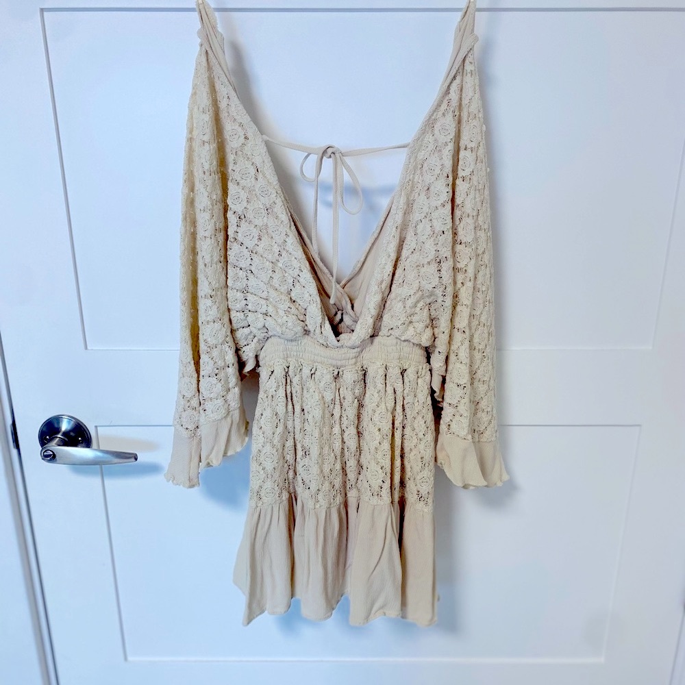 Vici Fly Far Cotton Blend Crochet Dress- Vici Vintage Crochet Romper Dress - Picture 10 of 13